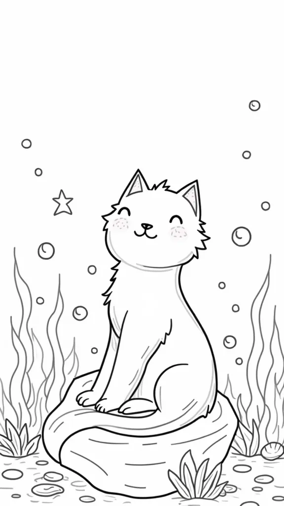 mermaid kitty coloring pages